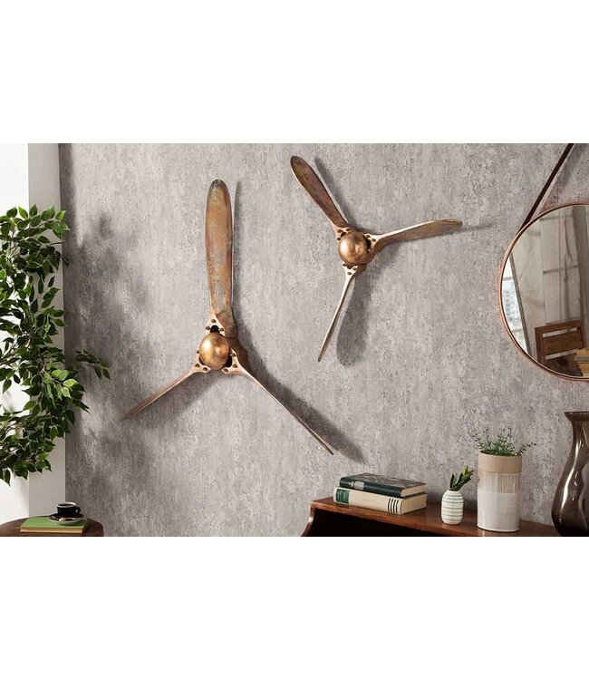 Invicta Interior Authentieke wanddecoratie SCREW III 60cm gevlamd koperen vliegtuigpropeller - 39560
