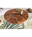 Invicta Interior Ronde massief houten salontafel MOSAIK 70cm natuurlijk teakhout haarspeldpoten zwart metaal handgemaakt - 39540