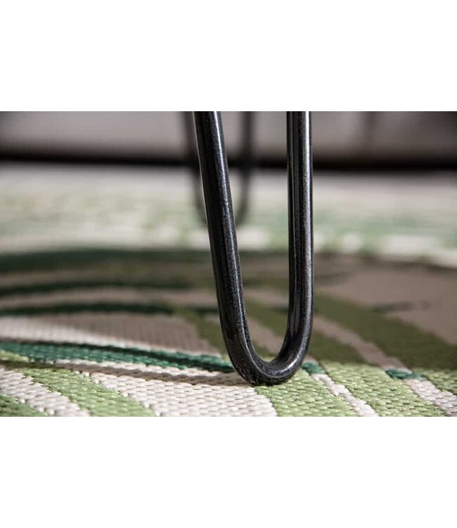 Invicta Interior Ronde massief houten salontafel MOSAIK 70cm natuurlijk teakhout haarspeldpoten zwart metaal handgemaakt - 39540