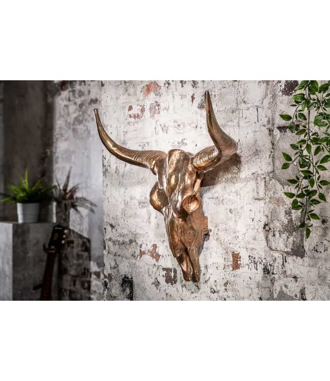 Invicta Interior Design schedel MATADOR 70cm gevlamd koper aluminium wanddecoratie - 39533