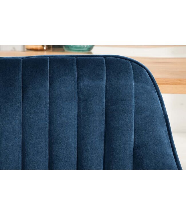 Invicta Interior Elegante armleuningstoel TURIJN koningsblauw fluweel met decoratieve stiksels - 39527