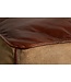 Invicta Interior Retro poef MUSTANG lederen bekleding 45cm met linnen zitkubus - 39525
