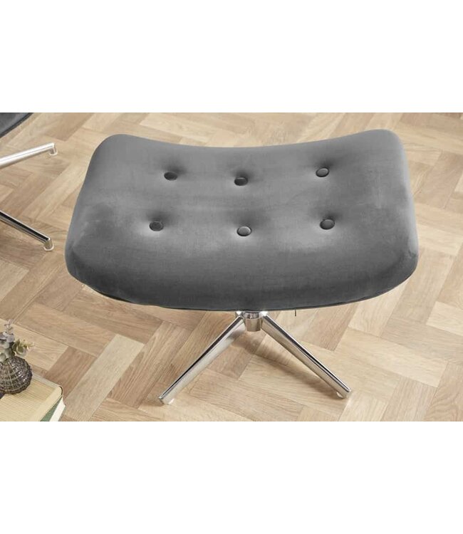 Invicta Interior Elegante kruk MR. LOUNGER grijs fluweel met chroom frame - 39513