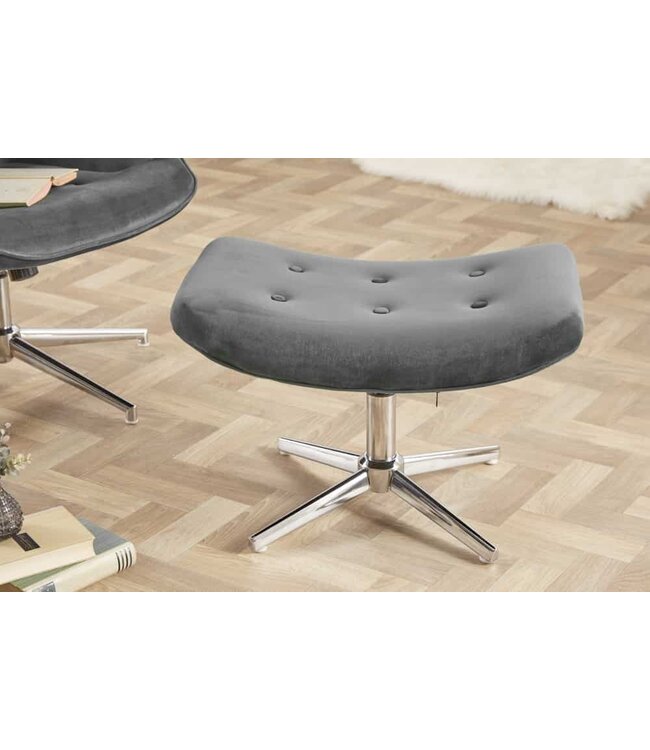 Invicta Interior Elegante kruk MR. LOUNGER grijs fluweel met chroom frame - 39513