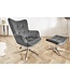 Invicta Interior Design fauteuil MR. LOUNGER grijs chroom fluweel in hoogte verstelbaar draaibaar retro - 39511