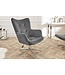 Invicta Interior Design fauteuil MR. LOUNGER grijs chroom fluweel in hoogte verstelbaar draaibaar retro - 39511