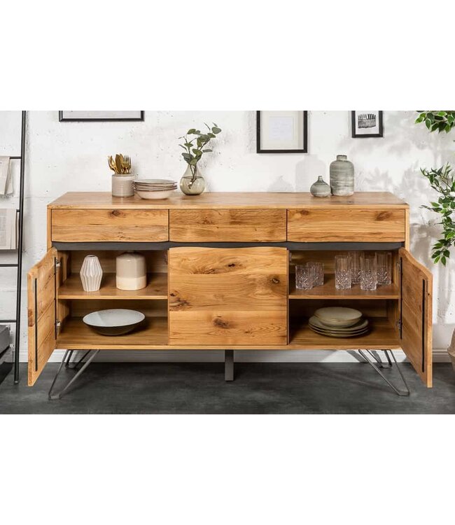 Invicta Interior Massief dressoir LIVING EDGE 160cm wild eiken geolied boomrandbord - 39435