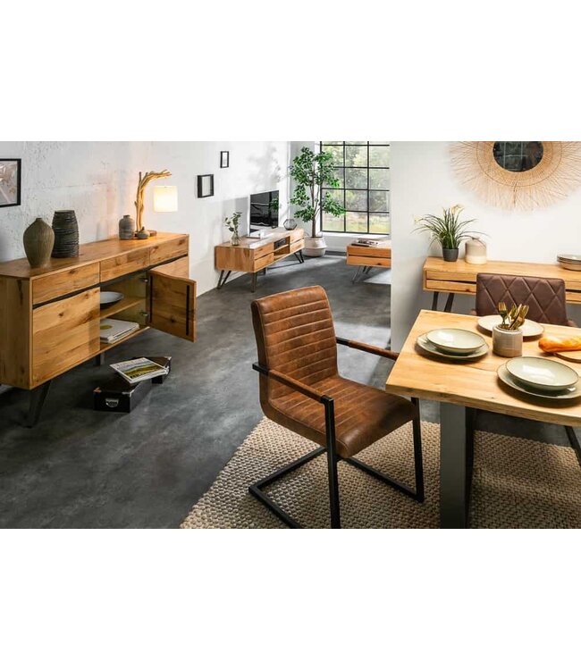 Invicta Interior Massief dressoir LIVING EDGE 160cm wild eiken geolied boomrandbord - 39435