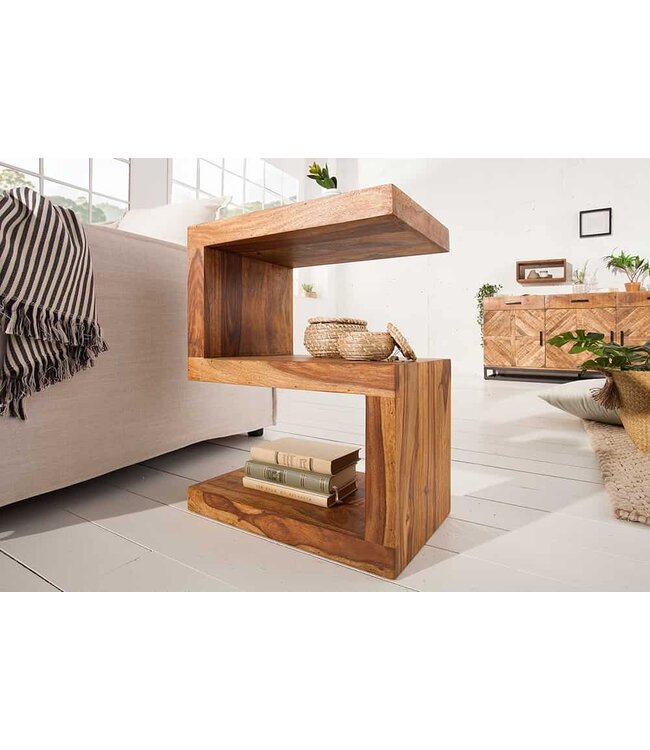 Invicta Interior Handgemaakte bijzettafel S 60cm massief sheeshamhout verstelbaar - 39382