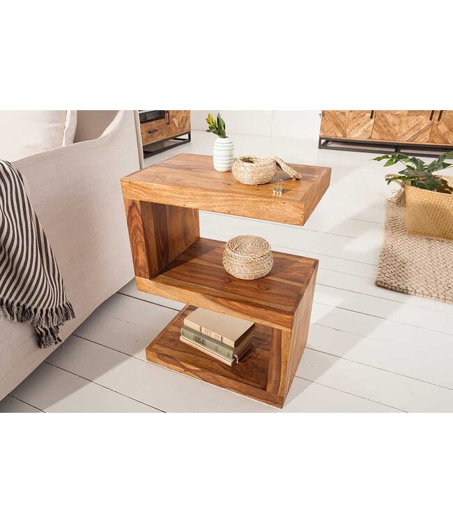 Invicta Interior Handgemaakte bijzettafel S 60cm massief sheeshamhout verstelbaar - 39382