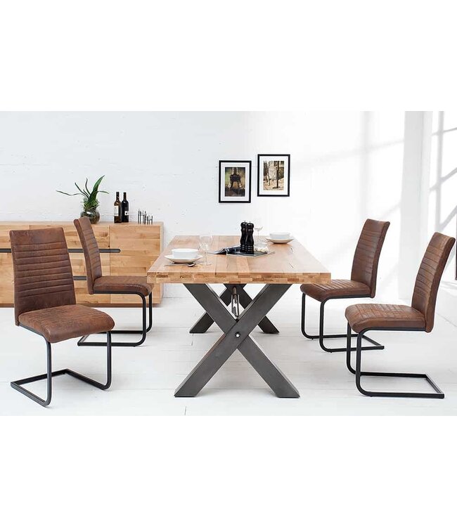 Invicta Interior industrieele sledestoel APPARTEMENT antiek bruin met metalen frame - 39377