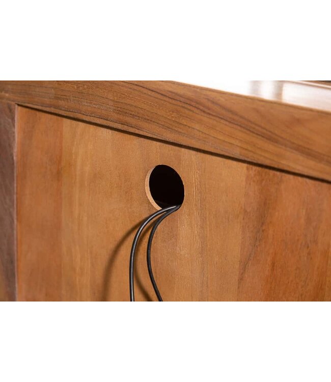 Invicta Interior Massief tv-meubel MAMMUT 160 cm lowboard met metalen boomrand in acaciahoningafwerking - 39365