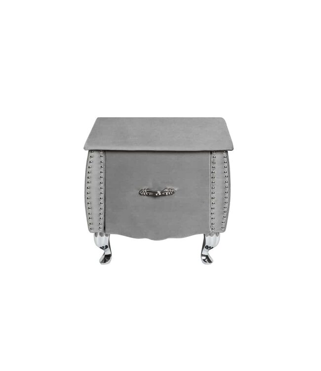 Invicta Interior Elegant nachtkastje EXTRAVAGANCIA 47cm zilvergrijs fluwelen nachtkastje met lade - 39357