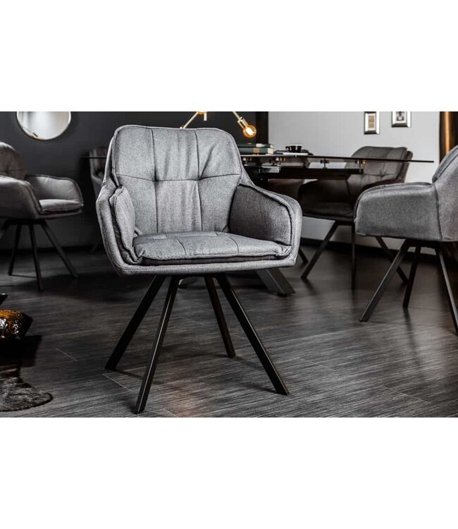 Invicta Interior Draaibare designstoel MR. LOUNGER grijs met armleuning - 39352