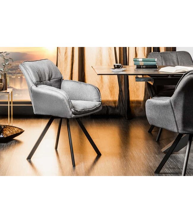 Invicta Interior Draaibare designstoel MR. LOUNGER grijs met armleuning - 39352