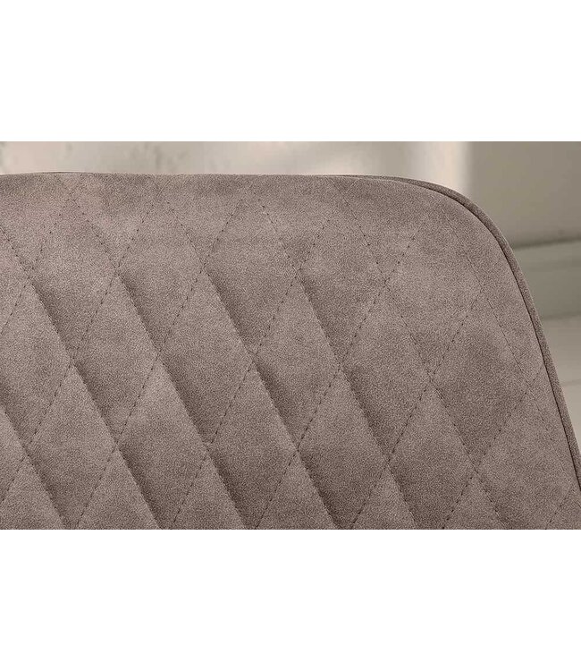 Invicta Interior Retro stoel PALERMO taupe met armleuning en decoratieve stiksels - 39343