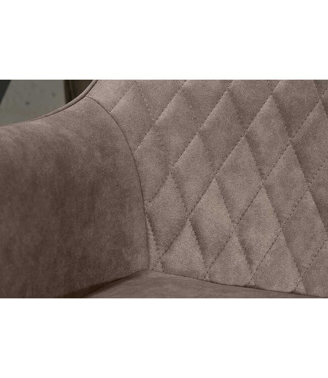 Invicta Interior Retro stoel PALERMO taupe met armleuning en decoratieve stiksels - 39343