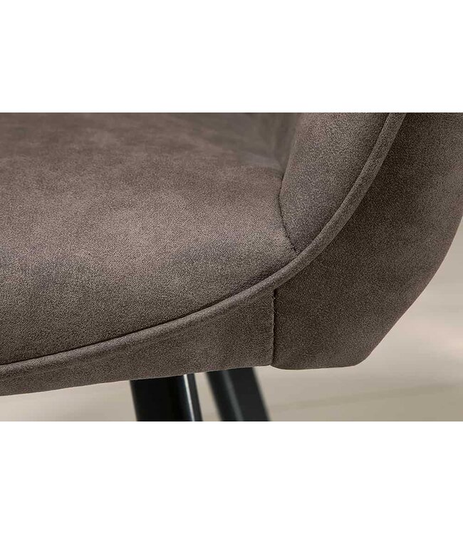 Invicta Interior Retro stoel PALERMO taupe met armleuning en decoratieve stiksels - 39343