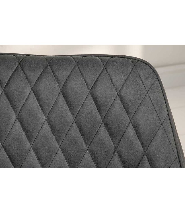 Invicta Interior Retro stoel PALERMO antraciet met armleuning en decoratieve stiksels - 39342