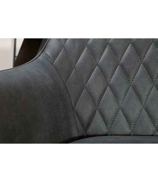 Invicta Interior Retro stoel PALERMO antraciet met armleuning en decoratieve stiksels - 39342