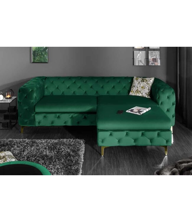 Invicta Interior Chesterfield 3-zitsbank MODERN BAROK 235cm smaragdgroen fluweel 3-zits - 39312