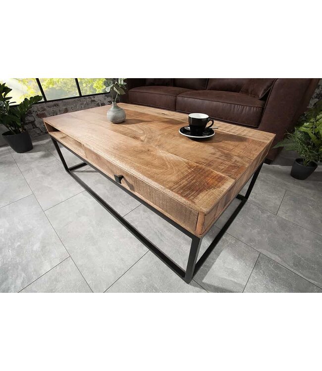 Invicta Interior Massieve salontafel IRON CRAFT 100cm mangohout met lade - 39293