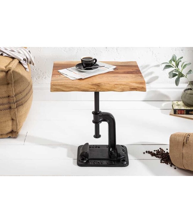 Invicta Interior Authentieke bijzettafel FACTORY 43cm massief acaciahout industrieel design - 39291