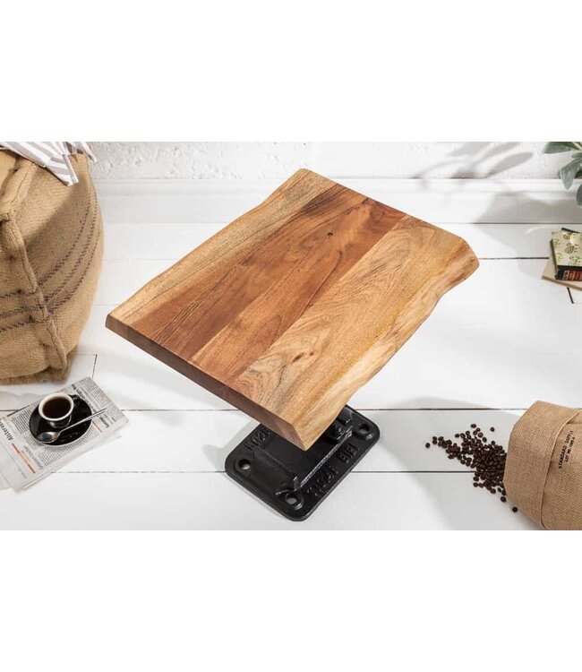 Invicta Interior Authentieke bijzettafel FACTORY 43cm massief acaciahout industrieel design - 39291