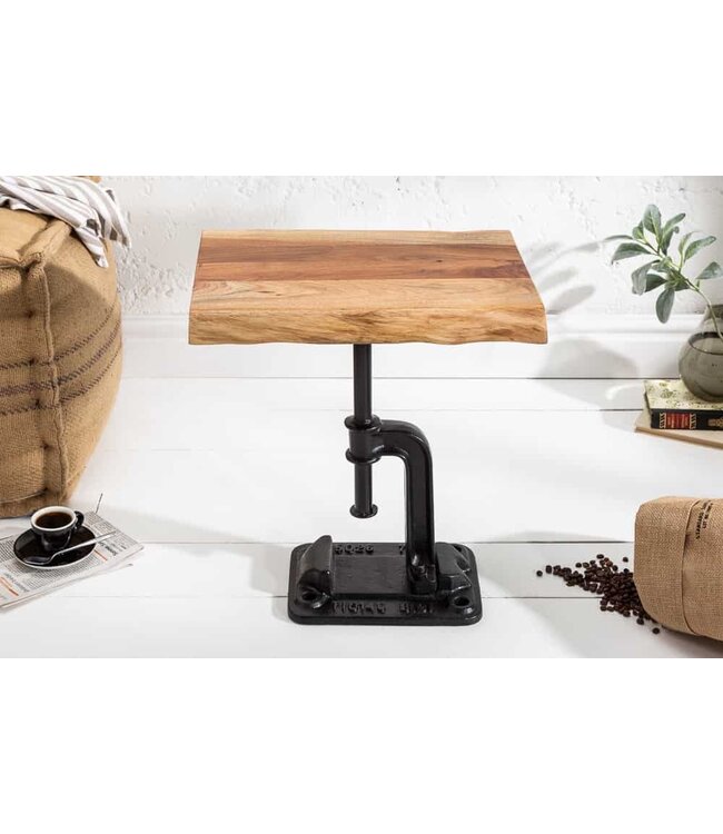 Invicta Interior Authentieke bijzettafel FACTORY 43cm massief acaciahout industrieel design - 39291