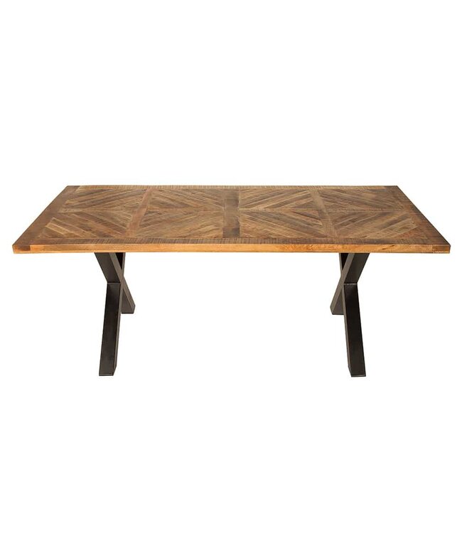 Invicta Interior Massieve eettafel INFINITY HOME 200cm naturel zwart mangohout industrieel design X-frame - 39288