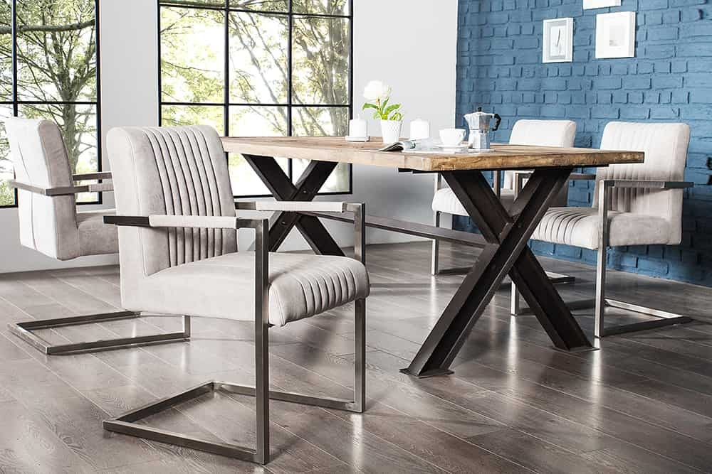 Moderne sledefauteuil BIG ASTON steengrijs geborsteld RVS - 39086