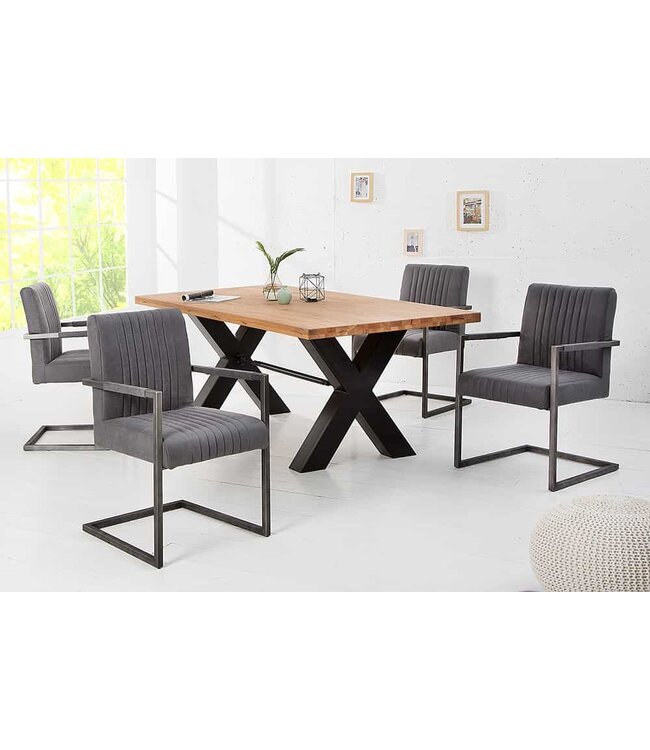 Invicta Interior Moderne sledefauteuil BIG ASTON vintage grijs geborsteld ijzeren frame - 39083