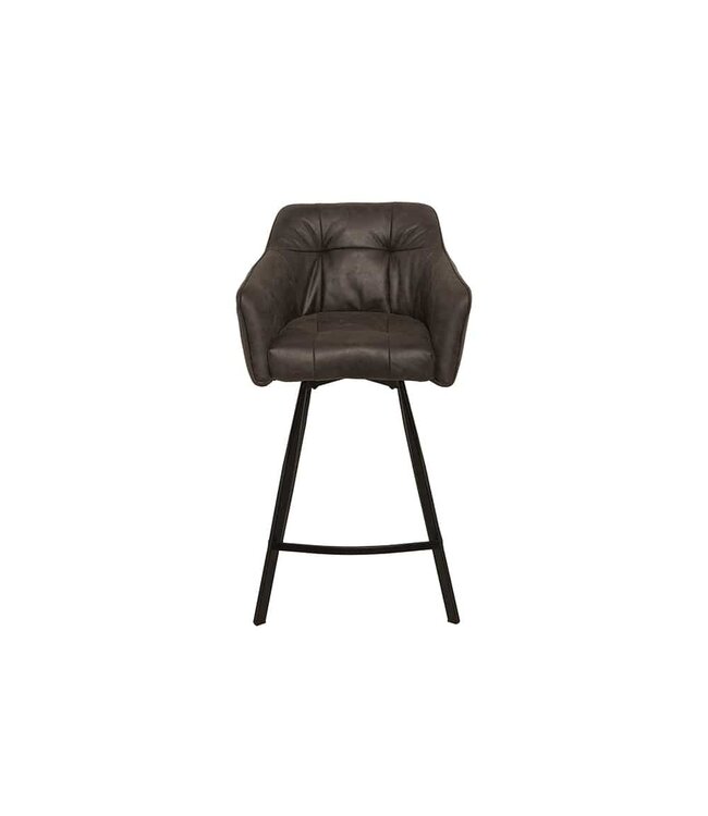 Invicta Interior Retro barstoel LOFT 100cm antiek grijze barkruk met armleuning - 39081