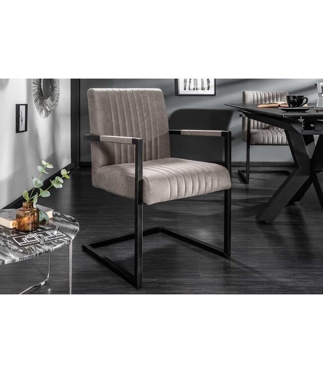 Invicta Interior Moderne sledefauteuil BIG ASTON taupe geborsteld ijzeren frame - 39055