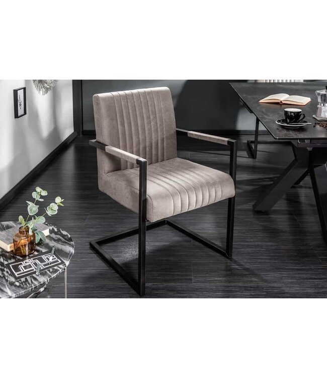 Invicta Interior Moderne sledefauteuil BIG ASTON taupe geborsteld ijzeren frame - 39055