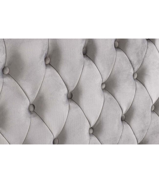Invicta Interior Chesterfield tweepersoonsbed EXTRAVAGANCIA 180x200cm zilvergrijze fluwelen klinknagels - 38968