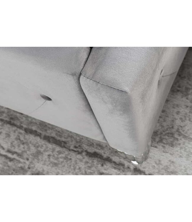 Invicta Interior Chesterfield tweepersoonsbed EXTRAVAGANCIA 180x200cm zilvergrijze fluwelen klinknagels - 38968