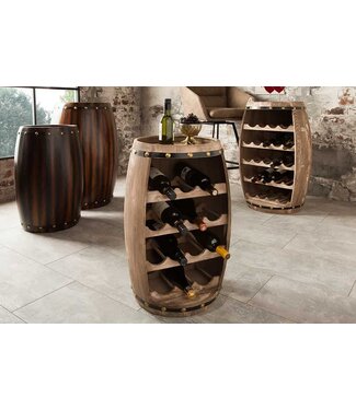 Invicta Interior Authentiek wijnrek BODEGA 60cm naturel grenen wijnvat Shabby Chic - 38964