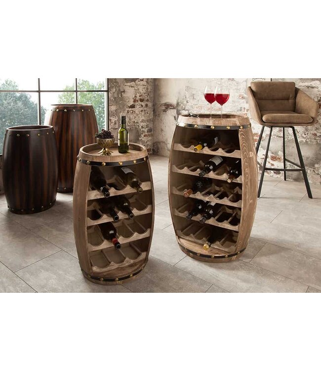 Invicta Interior Authentiek wijnrek BODEGA 80cm naturel grenen wijnvat Shabby Chic - 38962