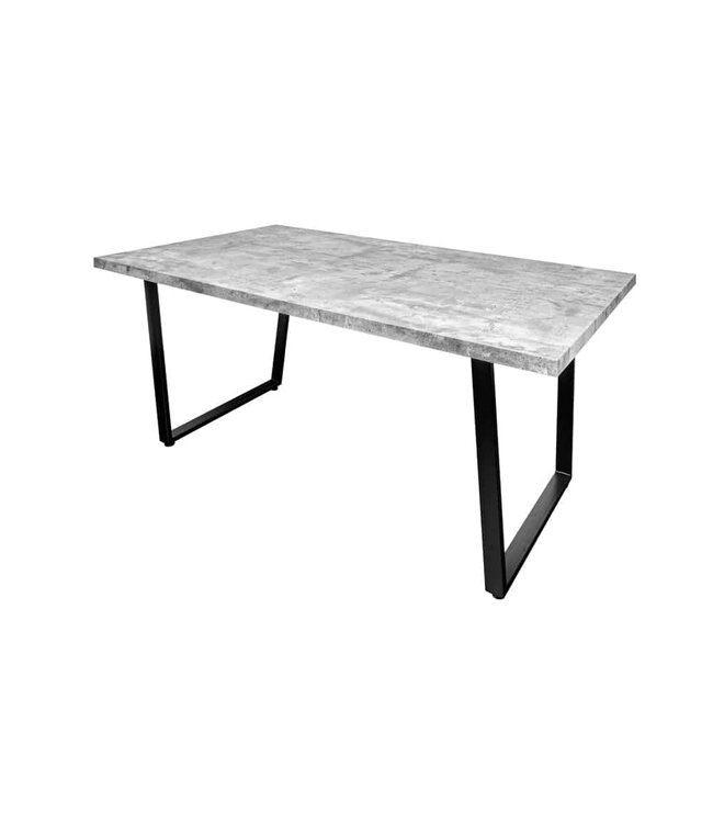 Invicta Interior Moderne eettafel LOFT 160cm grijs betondesign zwart metalen poten sledeonderstel Industrieel - 38956