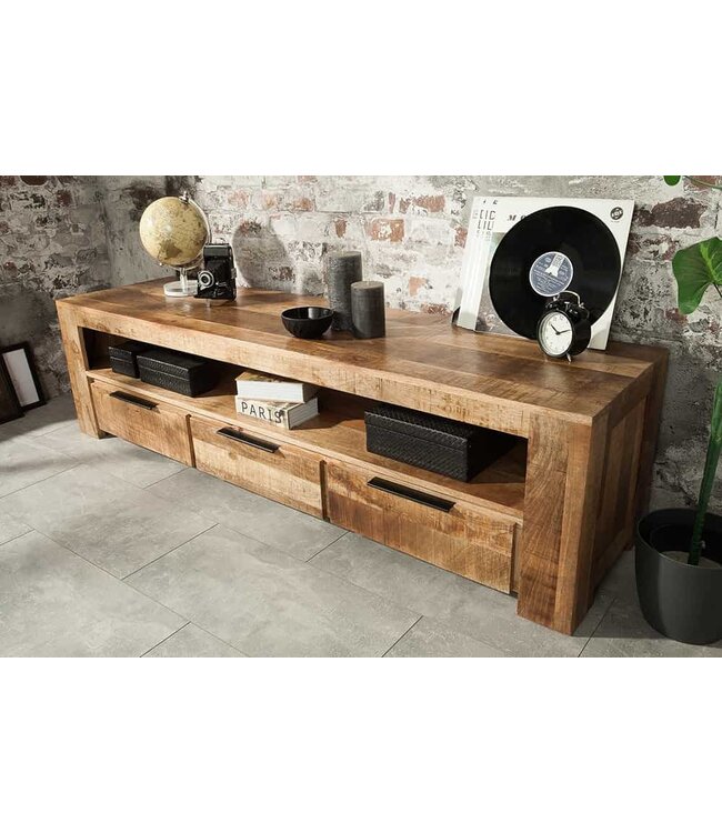 Invicta Interior Massief tv-meubel IRON CRAFT 170cm mangohouten lowboard 3 lades - 38929