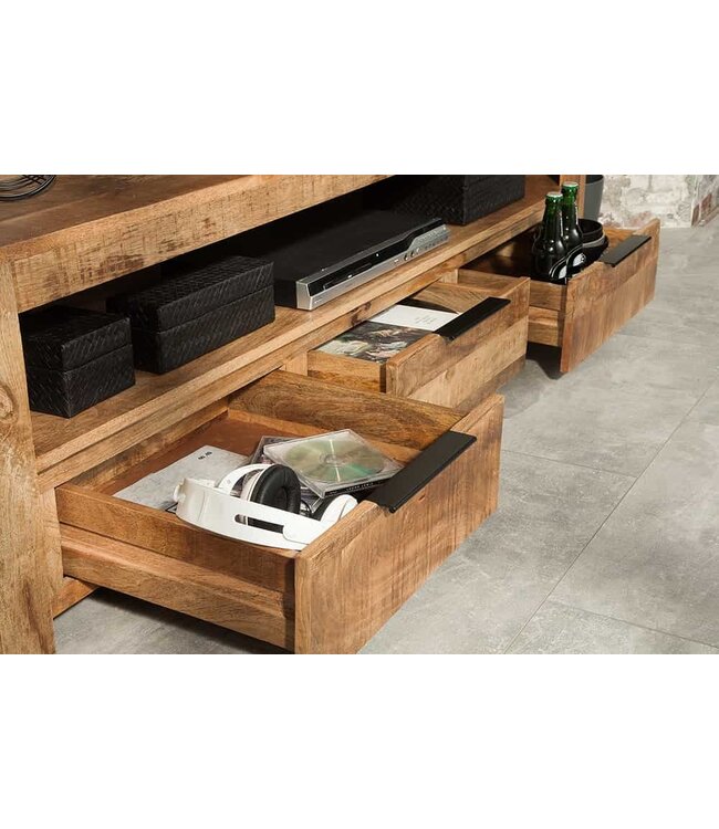 Invicta Interior Massief tv-meubel IRON CRAFT 170cm mangohouten lowboard 3 lades - 38929