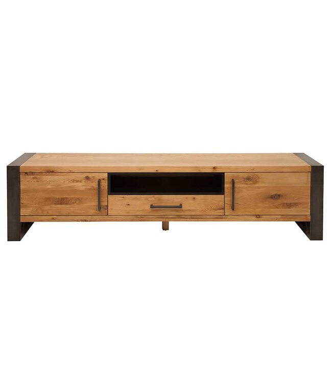 Invicta Interior Massief tv-meubel THOR 200cm wild eiken geolied lowboard in industrieel design - 38810