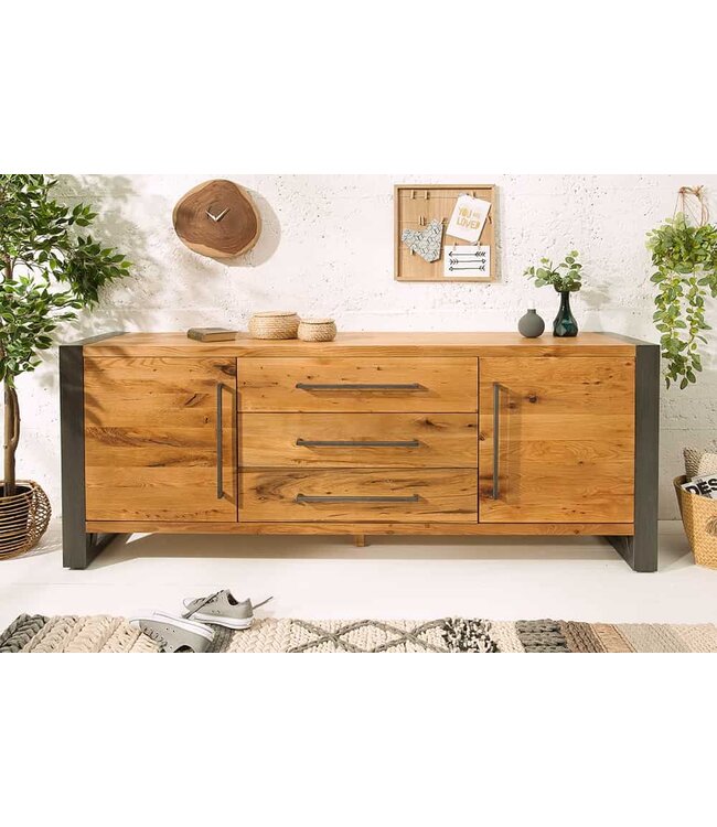 Invicta Interior Massief dressoir THOR 200cm wilde eik geolied in industrieel design - 38809