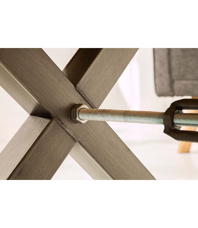 Invicta Interior Massief houten salontafel THOR 110cm wild eiken geolied X-frame metaal antraciet industrieel design - 38808