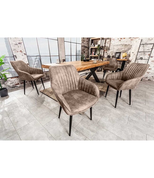 Invicta Interior Elegante armleuningstoel TURIJN vintage taupe met decoratieve stiksels - 38790