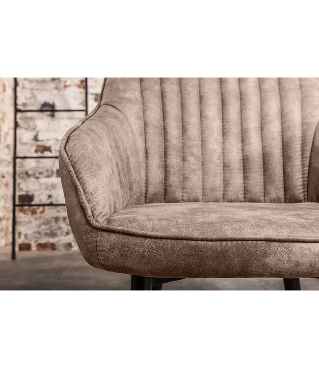 Invicta Interior Elegante armleuningstoel TURIJN vintage taupe met decoratieve stiksels - 38790