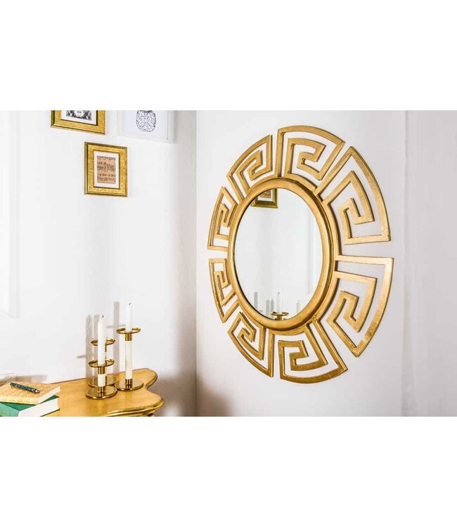 Invicta Interior Glamorous design spiegel EUPHORIA XL 85cm gouden wandspiegel handgemaakt van metaal - 38744