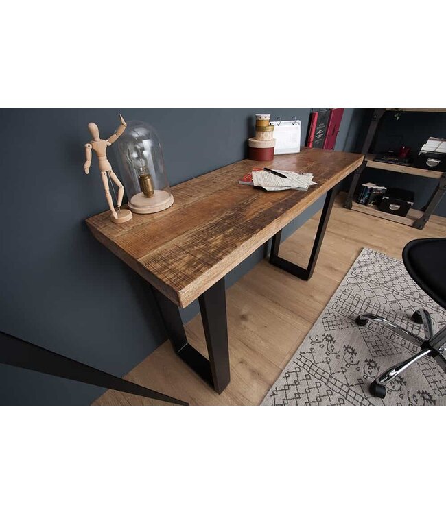 Invicta Interior Design consoletafel IRON CRAFT 115cm mangohout ijzeren bureau - 38664