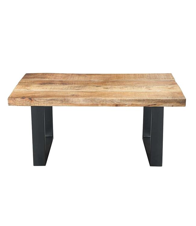 Invicta Interior Design salontafel IRON CRAFT 100cm mangohout ijzer industrieel design massief zwart frame - 38662